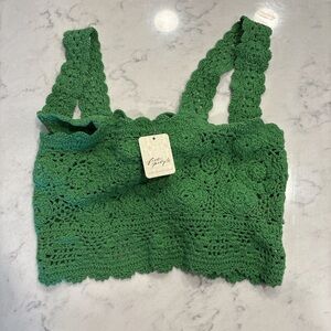 Free People Emerald Crochet Top